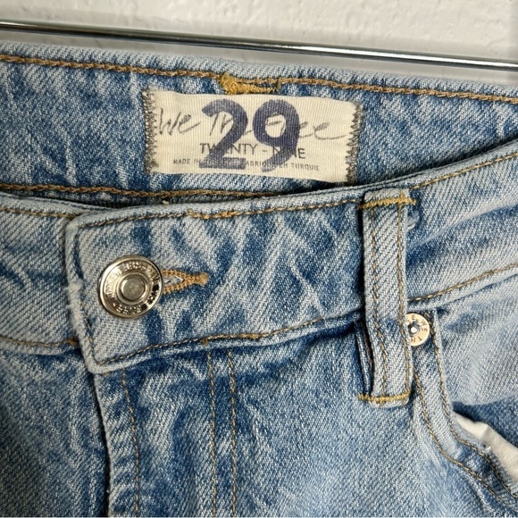 Free People Jeans Women Size 29 Slim Boyfriend Distressed High Rise Raw Hem CL - Picture 2 of 9